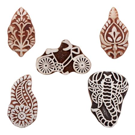 Set of 5 Piece New Mix Wooden Printing Blocks